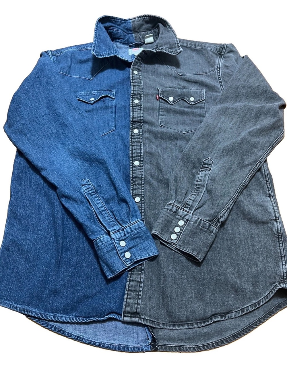 Levi's Bartooth Western Shirt M Spliced Colorblock Barstow Sawtooth Pearl Snap